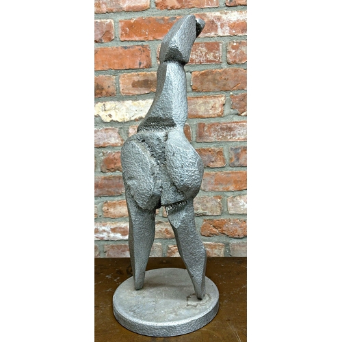 1349 - 20th century school - standing figure, aluminium coated maquette, unsigned, circa 1950, 60cm high