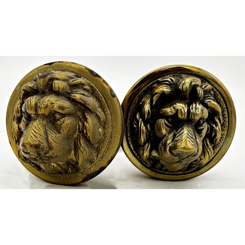 1178 - A pair of brass lion head door handles