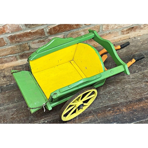 1107 - Folk Art scale model of a horse cart, with painted finish, 84cm long