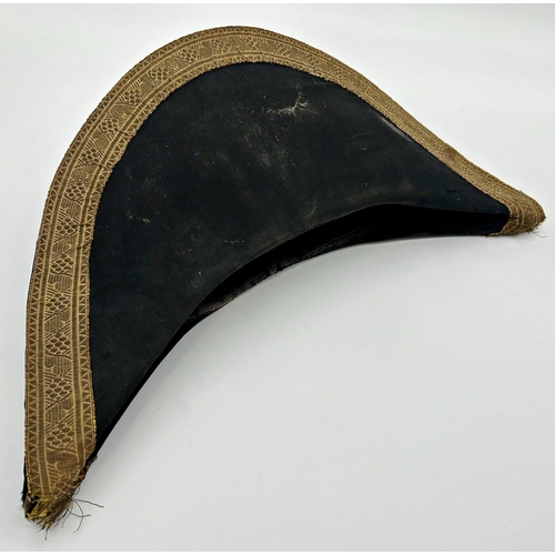 481 - Antique Admirals hat, with gilt thread, 47cm long