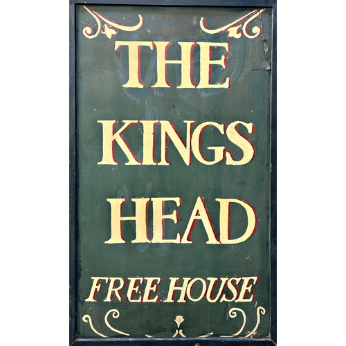 1488 - Large vintage handpainted pub sign for 'The Kings Head, Freehouse', 210 x 122cm plus additional smal... 