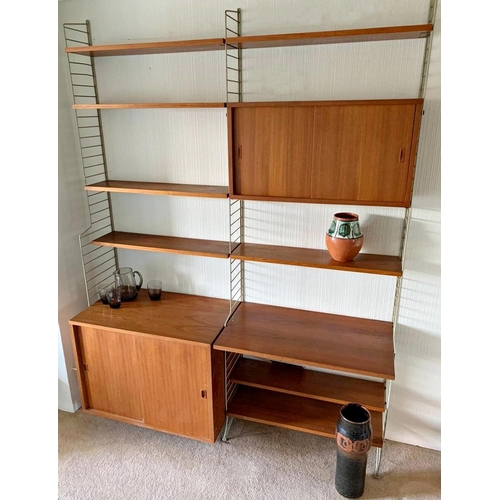 1314 - String of Sweden two bay modular wall fitted bookcase, comprising two cupboards with sliding doors a... 