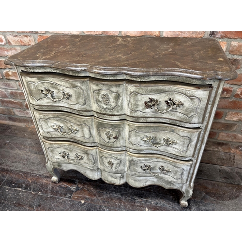 1474 - 19th century French painted three drawer chest, 86cm high x 89cm wide