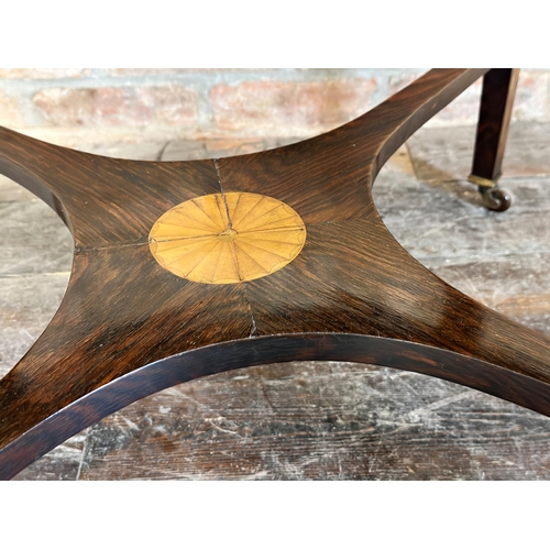 1481 - Edwardian Sheraton revival octagonal rosewood centre table with boxwood inlay, 73cm high 90 x 90cm