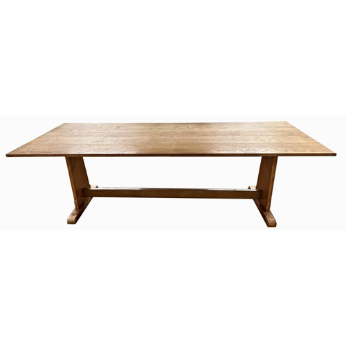 1411 - Arts and Crafts Cotswold oak refectory table, 228cm long x 78cm deep x 74cm high