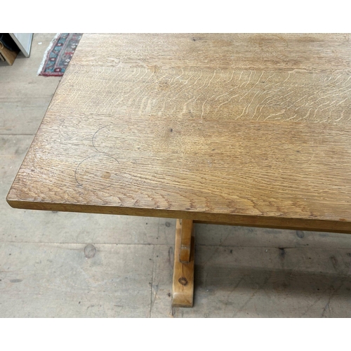 1411 - Arts and Crafts Cotswold oak refectory table, 228cm long x 78cm deep x 74cm high