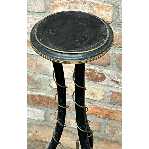 1308 - Alphonse Giroux of Paris, ebonised and gilt overlay pedestal table, the under-tier fitted with a wat... 