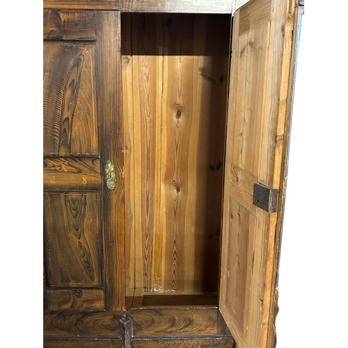 1446 - 19th century Swedish pine wardrobe, with painted simulated rosewood finish, twin cupboard doors with... 