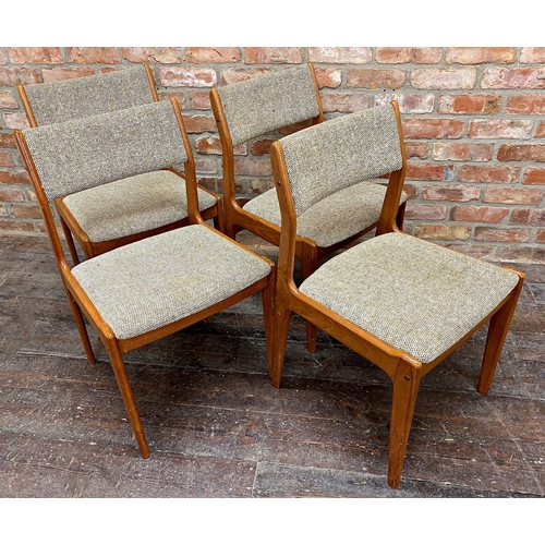 1298 - Set of four Danish teak dining chairs with stuffover backs and seats