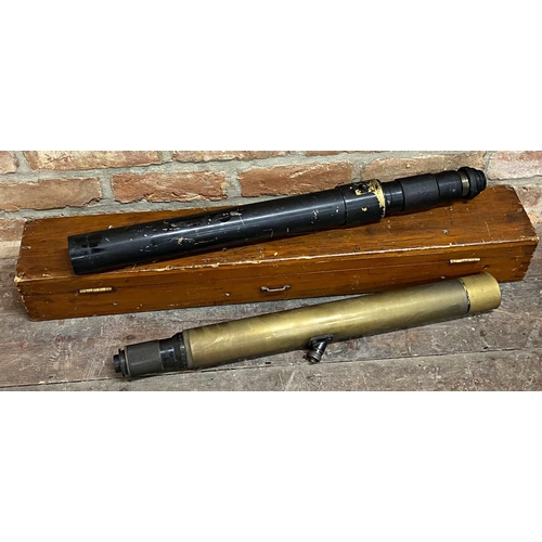 1122 - W. Ottway & Co ltd lacquered brass sighting scope, dated 1919, 65cm long together with a Vintage Ros... 