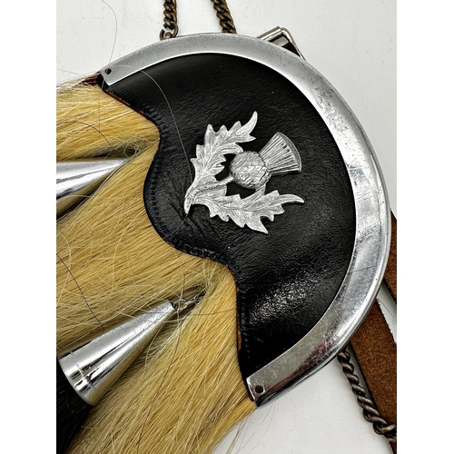 1254 - Scottish leather, horsehair and white metal sporran