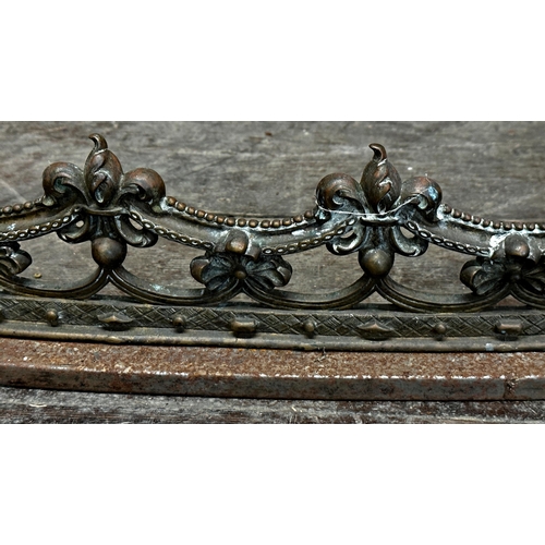 1472 - Impressive antique French rococo fire curb of scrolled form cast with fluer-de-lys and floral detail... 