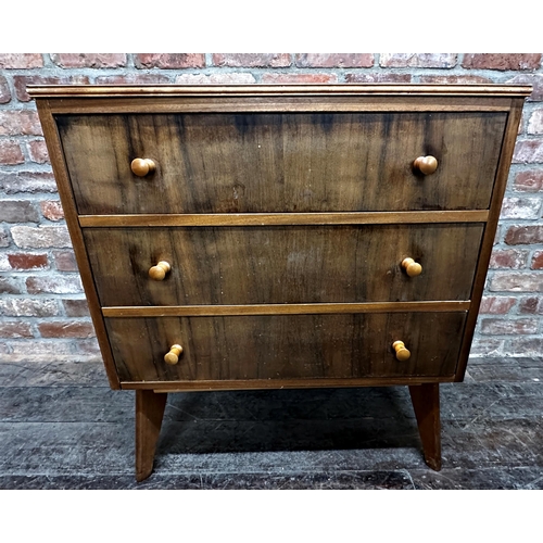 1295 - Morris of Glasgow three piece bedroom suite comprising compactum wardrobe, three drawer chest and he... 