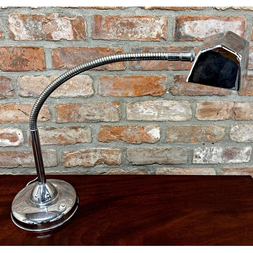 1243 - Vintage chrome articulated snake lamp, height 69 cm (fully extended)