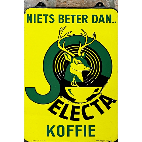 11 - Advertising - 'Electa Koffie, Niets Beter Dan..' by Emallerie Belge, enamel sign in yellow and green... 