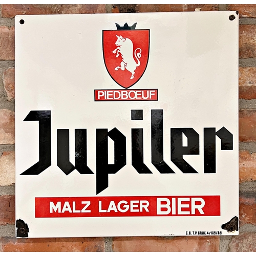 24 - Advertising - 'Jupiler' enamel sign, in black and red with rearing bull, 47 x 47cm