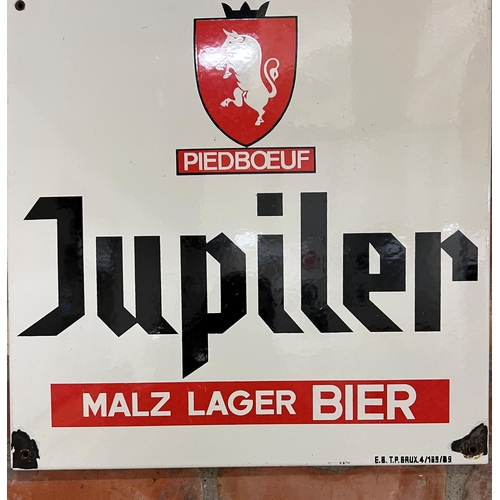 24 - Advertising - 'Jupiler' enamel sign, in black and red with rearing bull, 47 x 47cm