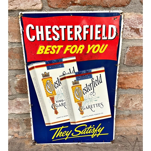 26 - Advertising - 'Chesterfield, best for you, they satisfy', enamelled tin sign, 45 x 30cm