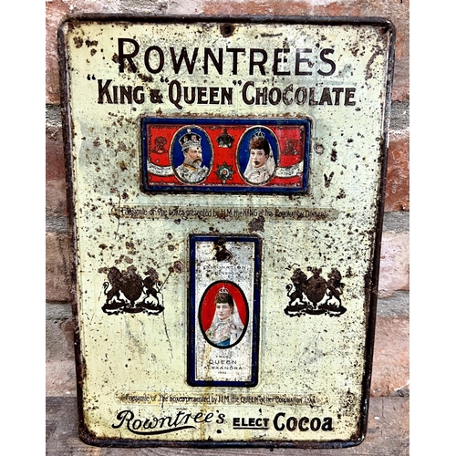 32 - Advertising - 'Rowntree's King & Queen Chocolate' enamelled sheet metal sign with relief, 34 x 24cm