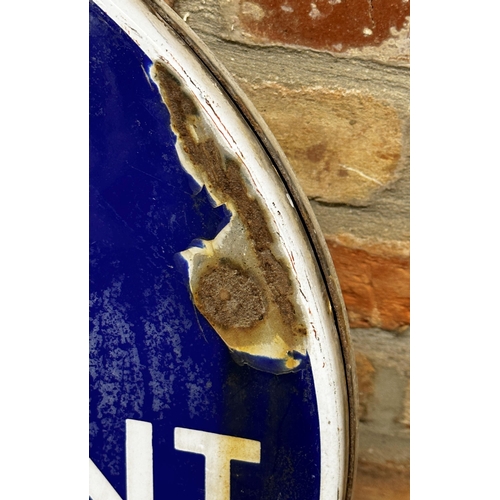 35 - French hanging Metro station enamel sign 'Cote Station' white text on blue, 50cm diameter, hanging f... 