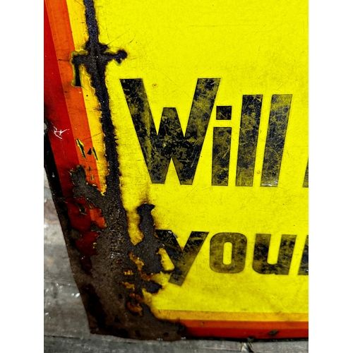 37 - Advertising - 'Craven A, will not affect your throat', in yellow and red, 91 x 61cm