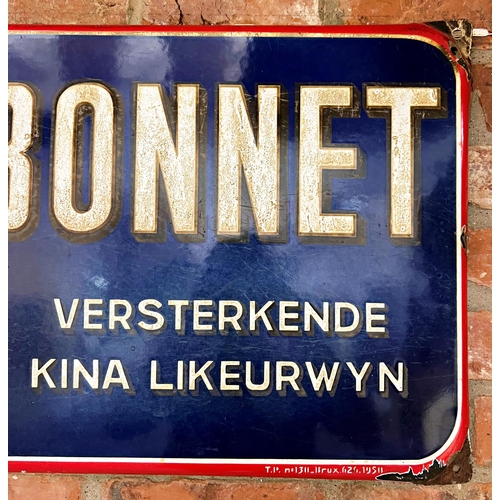 40 - Advertising - 'Dubonenet' enamel sign in blue and red with crest of a cat, Ancre Brux, 47 x 72cm