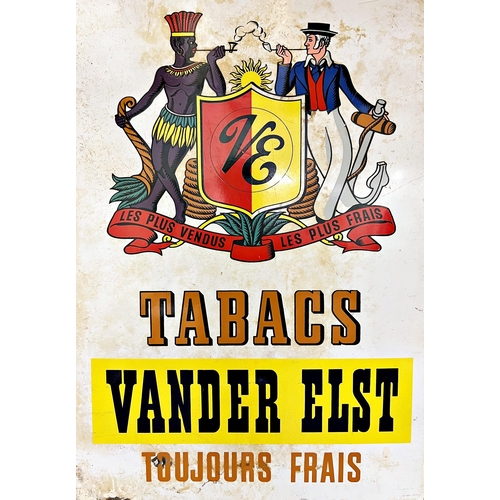 14 - Advertising - 'Tabacs, Vander Elst' enamel sign with crest of two smoking men, 70 x 48cm