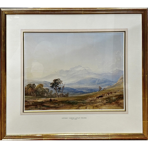 1378 - Anthony Van Dyke Copley Fielding (1787-1855) - Mountainous landscape with figures and cattle, signed... 