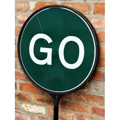 79 - Roadworkers Stop and Go lollypop sign, 205cm high