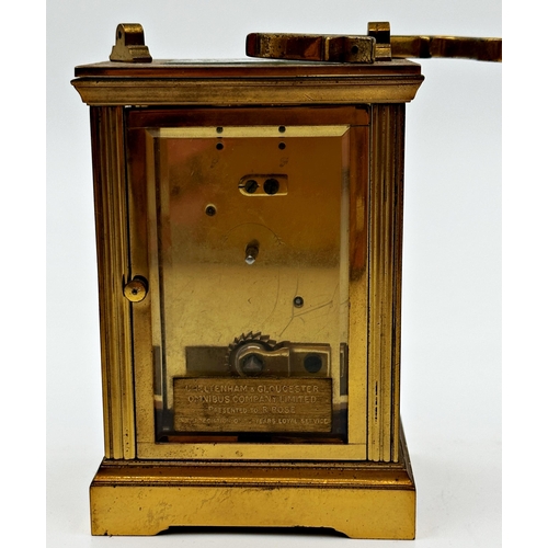 386 - Garrard & Co brass cased carriage clock, 11.5cm high