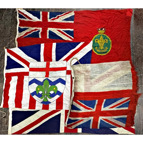 1398 - Four good old flags to include Union Jacks and scouting interest (4)