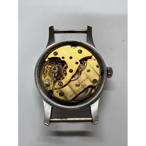 345 - A Gent's Jaeger-LeCoultre stainless steel 'Dirty Dozen' wristwatch, c.1945, the black dial with broa... 