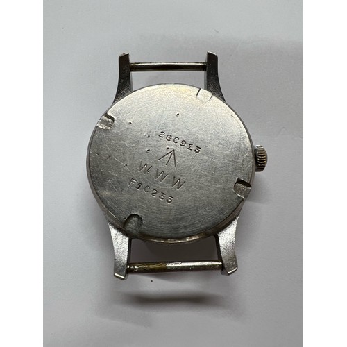 345 - A Gent's Jaeger-LeCoultre stainless steel 'Dirty Dozen' wristwatch, c.1945, the black dial with broa... 