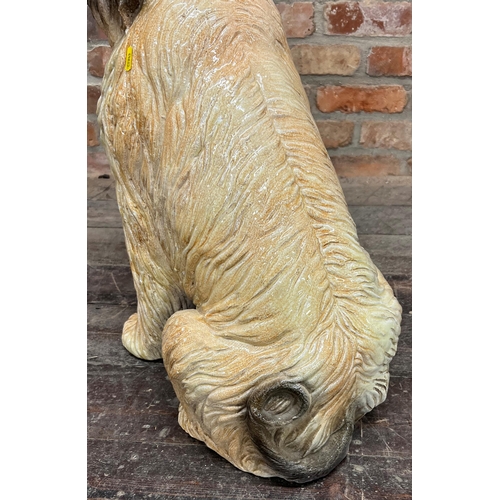 463 - Good mid-century Italian glazed terracotta model of a seated Afghan Hound, 78cm high