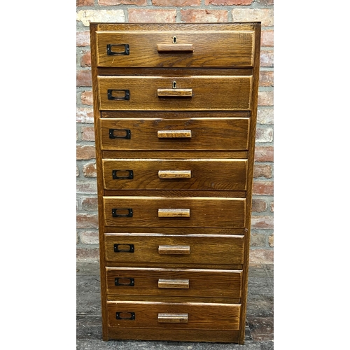 1182 - Vintage Industrial bank of eight drawers, 107cm high x 50cm wide