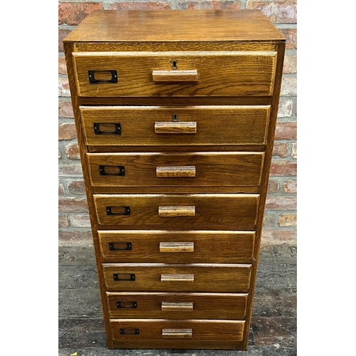 1182 - Vintage Industrial bank of eight drawers, 107cm high x 50cm wide