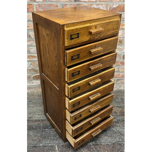 1182 - Vintage Industrial bank of eight drawers, 107cm high x 50cm wide