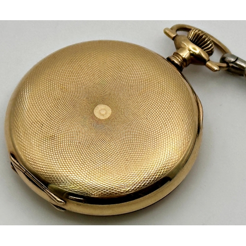 353 - A 19th Century, Elgin, USA gold plated pocket watch, the white enamel dial with Roman numerals and s... 