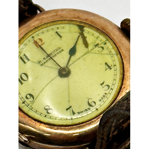 356 - A Ladies H.Samuel, Manchester 9ct gold wristwatch, the enamel dial with Arabic numerals, 28mm, appro... 