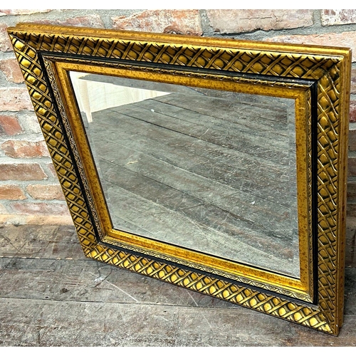 1150 - Brights of Nettlebed giltwood wall mirror, bevelled glass and diaper pattern frame, 74 x 81cm