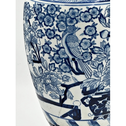 1103 - Nordic Style blue and white porcelain lamp with chinoiserie decoration, 52cm high