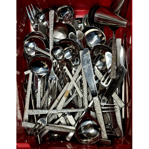 256 - Gerald Benney for Viners - large collection of stainless steel cutlery, with further retro cruet