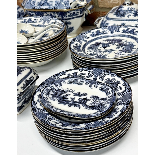 454 - Large collection of Cetem Ware 'Chang' flow blue dinnerware service, comprising various tureens, pla... 