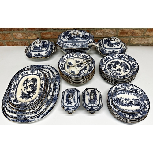 454 - Large collection of Cetem Ware 'Chang' flow blue dinnerware service, comprising various tureens, pla... 