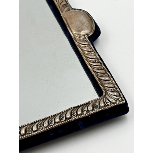 284 - Edwardian silver applied easel mirror, with gardrooned boarders, maker W J Myatt & Co, Birmingham 19... 