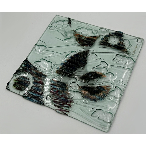 462 - Mid-century probably Italian relief glass panel with abstract relief decoration 31 x 31cm