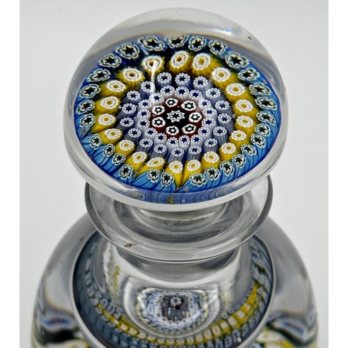 464 - Whitefriars millefiori glass decanter with lid, 17cm high