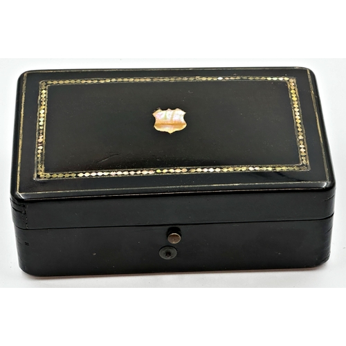 378 - Good quality small exotic wood cased music box by B A Bremond, playing six airs, 16cm long, with key