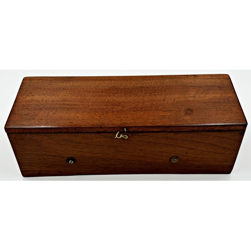 380 - Good quality mahogany cased music box by Valogne, playing four airs, 35cm long, with key