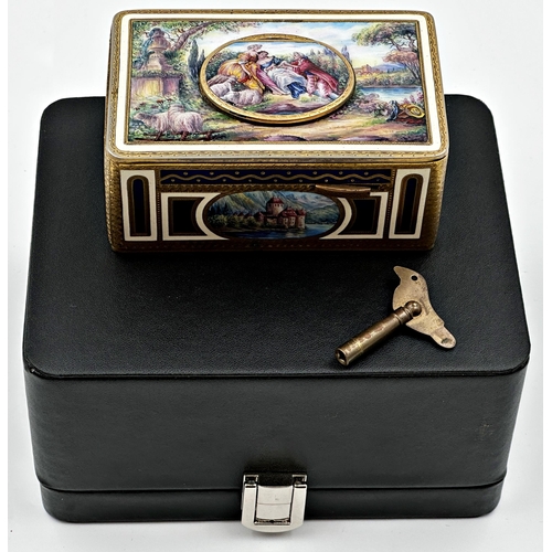 381 - Exceptional quality Karl Griesbaum automaton singing bird box, the cased profusely enamelled with ex... 